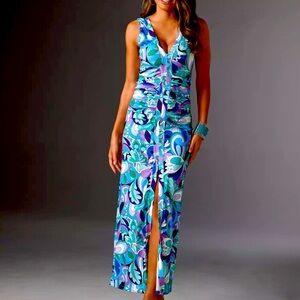 BOSTON PROPER
Sleeveless Ruched Front Slit Maxi Dress XL